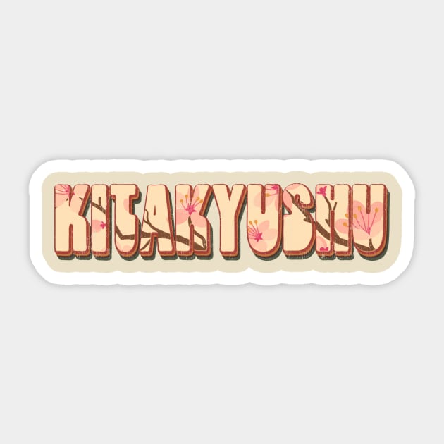 Kitakyushu Japan retro Vintage Sticker by Happy as I travel